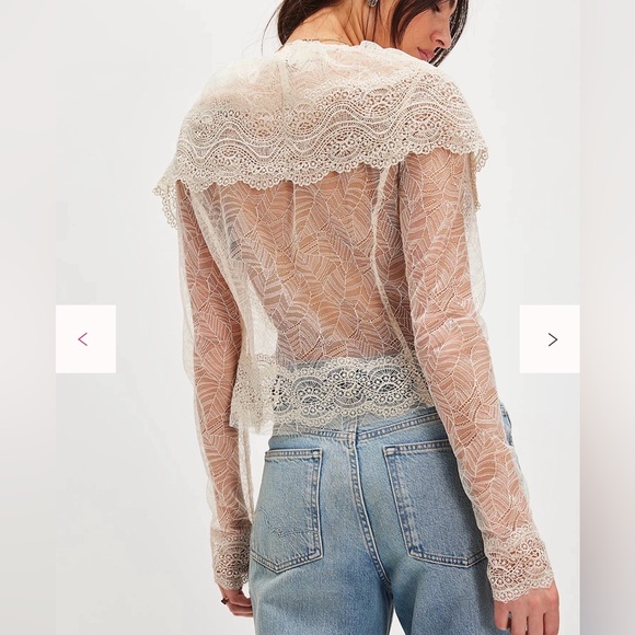 Free People Nigel Preston Victorian Lace Blouse Cream Lace Medium NWT - Picture 2 of 6